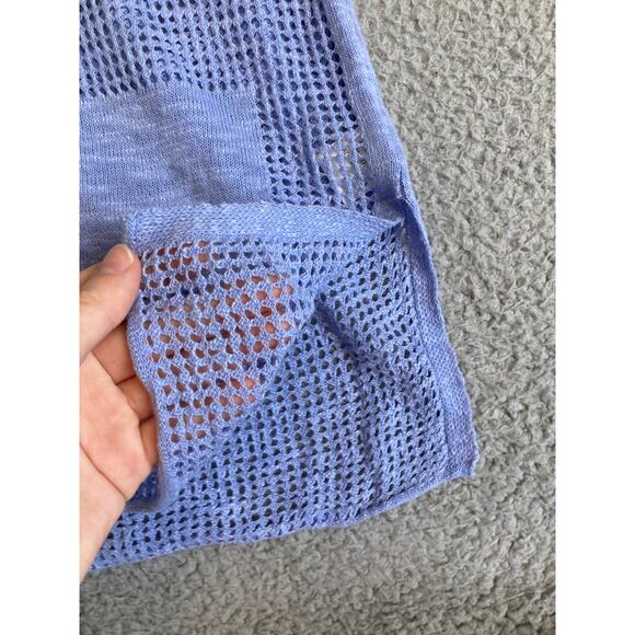 In Cashmere Sweater Small Open Knit Linen Sheer Oversize 3/4 Sleeve Pullove Boho - Picture 4 of 16